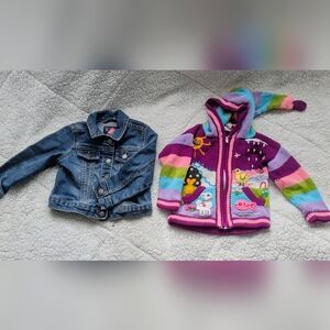The Children's Place Blue Jean Jacket and Colorful Knit Jacket